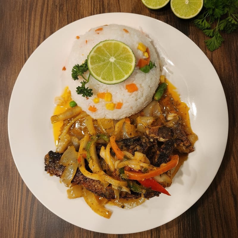 Fish yassa with rice