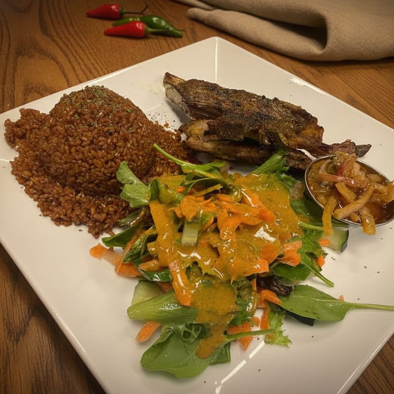 Grilled fish with thiakry and salad